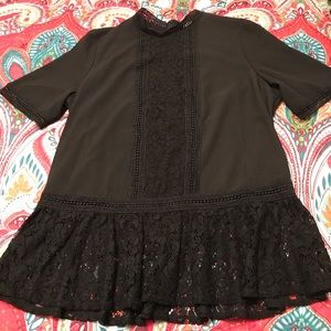 NWOT Peplum Black Lace Top